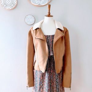 JustFab | Faux-suede & sherpa, Moto-Jacket